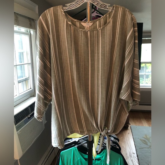 Time & Tru Linen Blend Boxy Short Sleeve Tops size XL - Picture 7 of 10